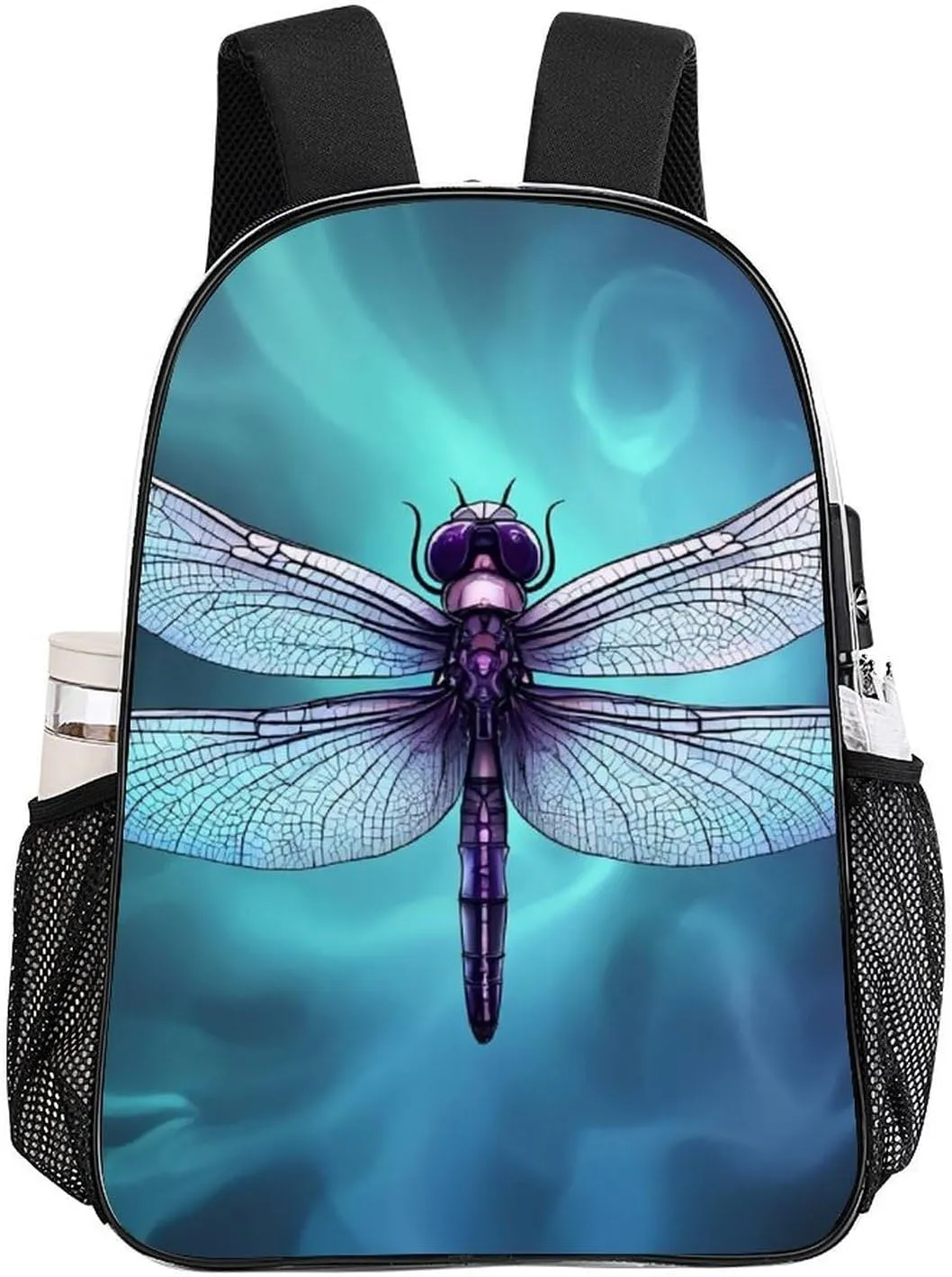 Men Women Lightweight Dragonfly Painting Daypack Bookbag Big Capacity Carry On Bag Transparent Bag for Camping Travel Bicycle