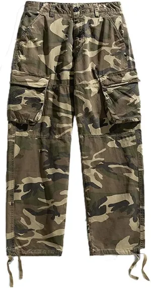 Men's Camouflage Cargo Pants Regular Fit Multi Pockets Cotton Tactical Pants
