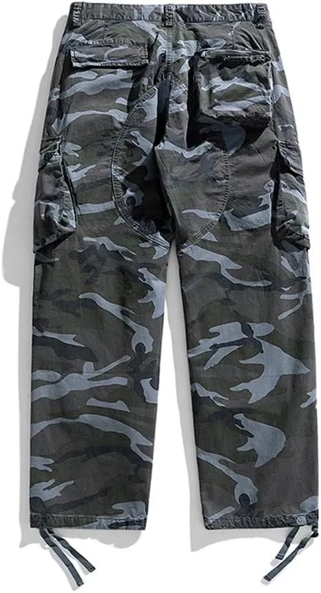 Men's Camouflage Cargo Pants Regular Fit Multi Pockets Cotton Tactical Pants