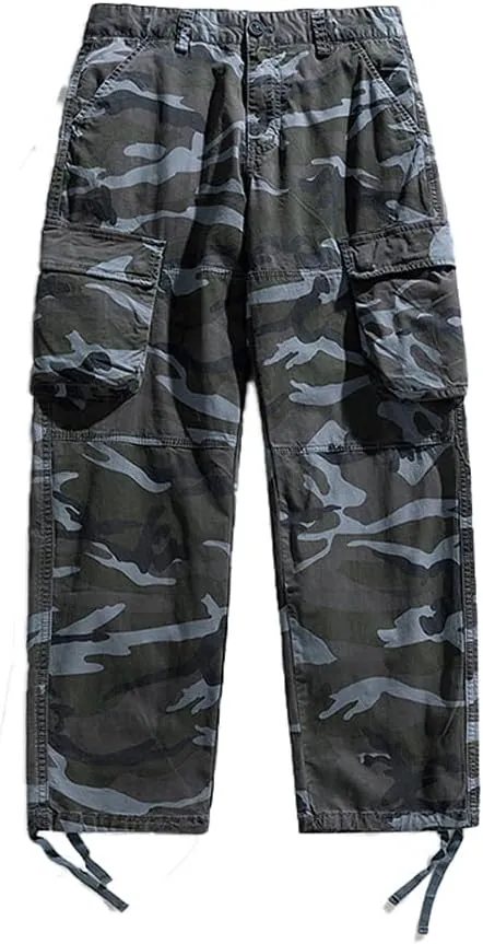 Men's Camouflage Cargo Pants Regular Fit Multi Pockets Cotton Tactical Pants