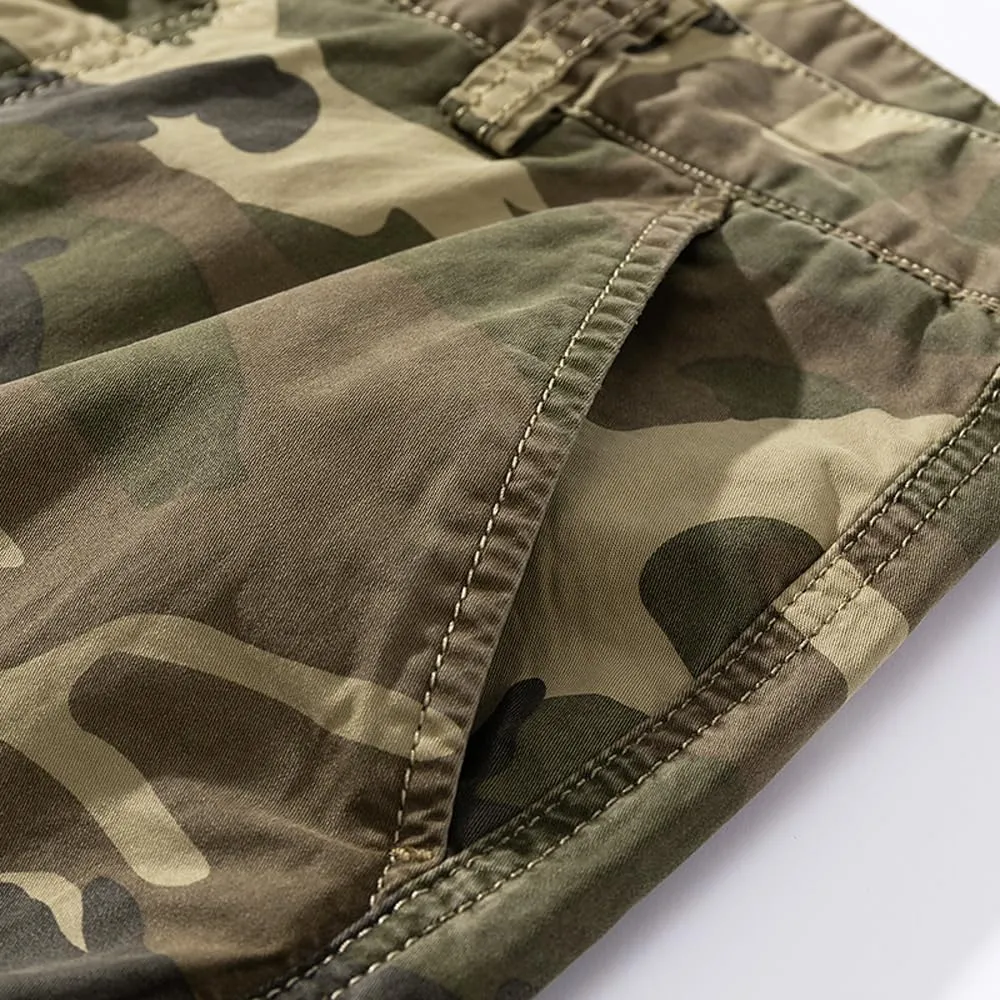 Men's Camouflage Cargo Pants Regular Fit Multi Pockets Cotton Tactical Pants