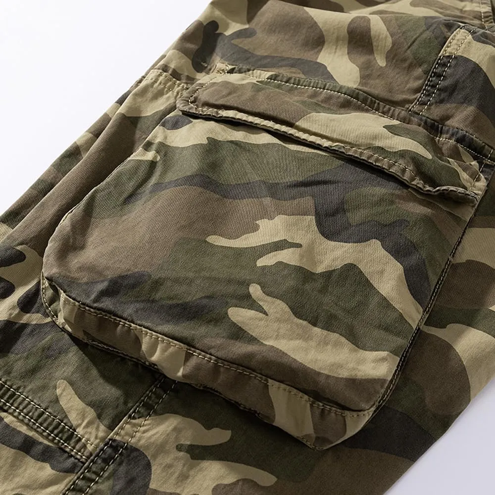 Men's Camouflage Cargo Pants Regular Fit Multi Pockets Cotton Tactical Pants