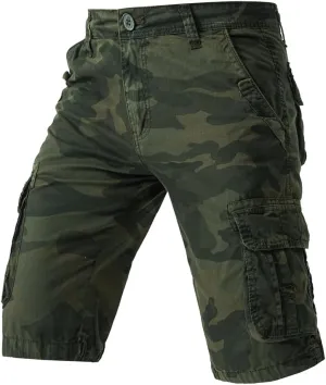 Men's Camouflage Military Cargo Shorts - Summer Regular-Fit Tactical Shorts with Multi-Pockets