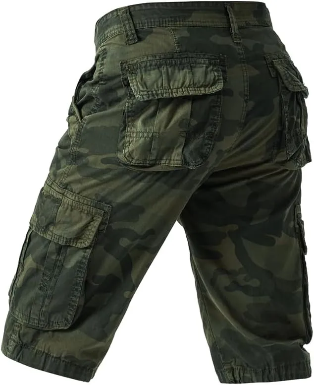 Men's Camouflage Military Cargo Shorts - Summer Regular-Fit Tactical Shorts with Multi-Pockets