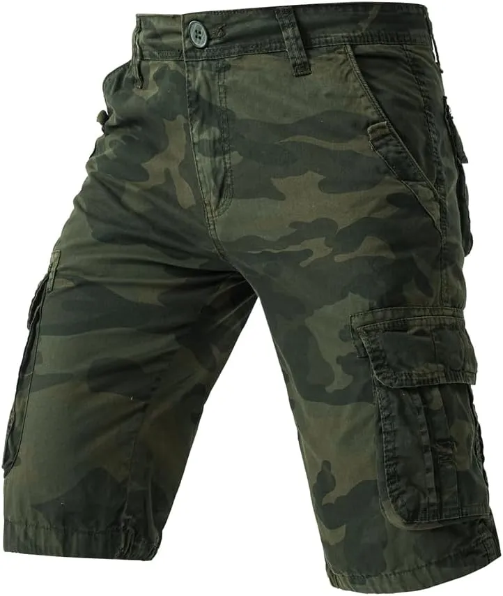 Men's Camouflage Military Cargo Shorts - Summer Regular-Fit Tactical Shorts with Multi-Pockets