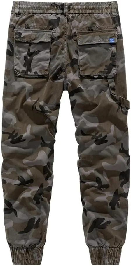 Men's Camouflage Tactical Cargo Pants Multi Pockets Relaxed Fit Cotton Work Pants