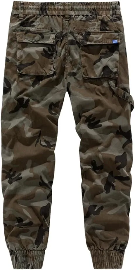 Men's Camouflage Tactical Cargo Pants Multi Pockets Relaxed Fit Cotton Work Pants