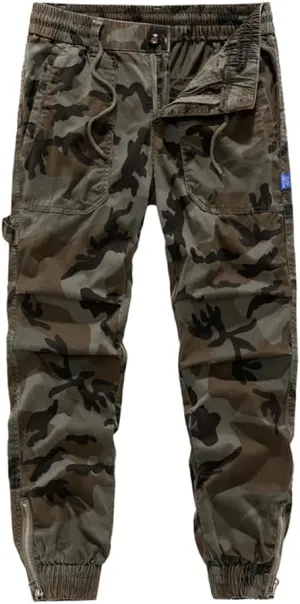 Men's Camouflage Tactical Cargo Pants Multi Pockets Relaxed Fit Cotton Work Pants