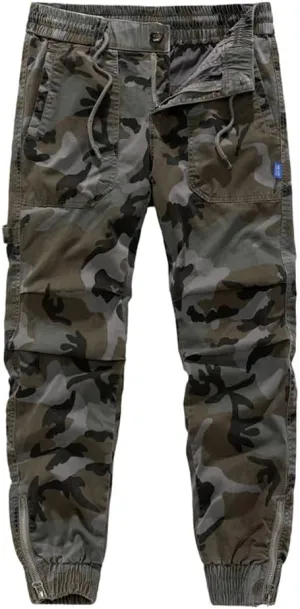 Men's Camouflage Tactical Cargo Pants Multi Pockets Relaxed Fit Cotton Work Pants
