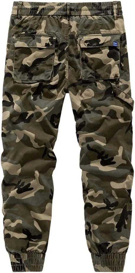 Men's Camouflage Tactical Cargo Pants Multi Pockets Relaxed Fit Cotton Work Pants