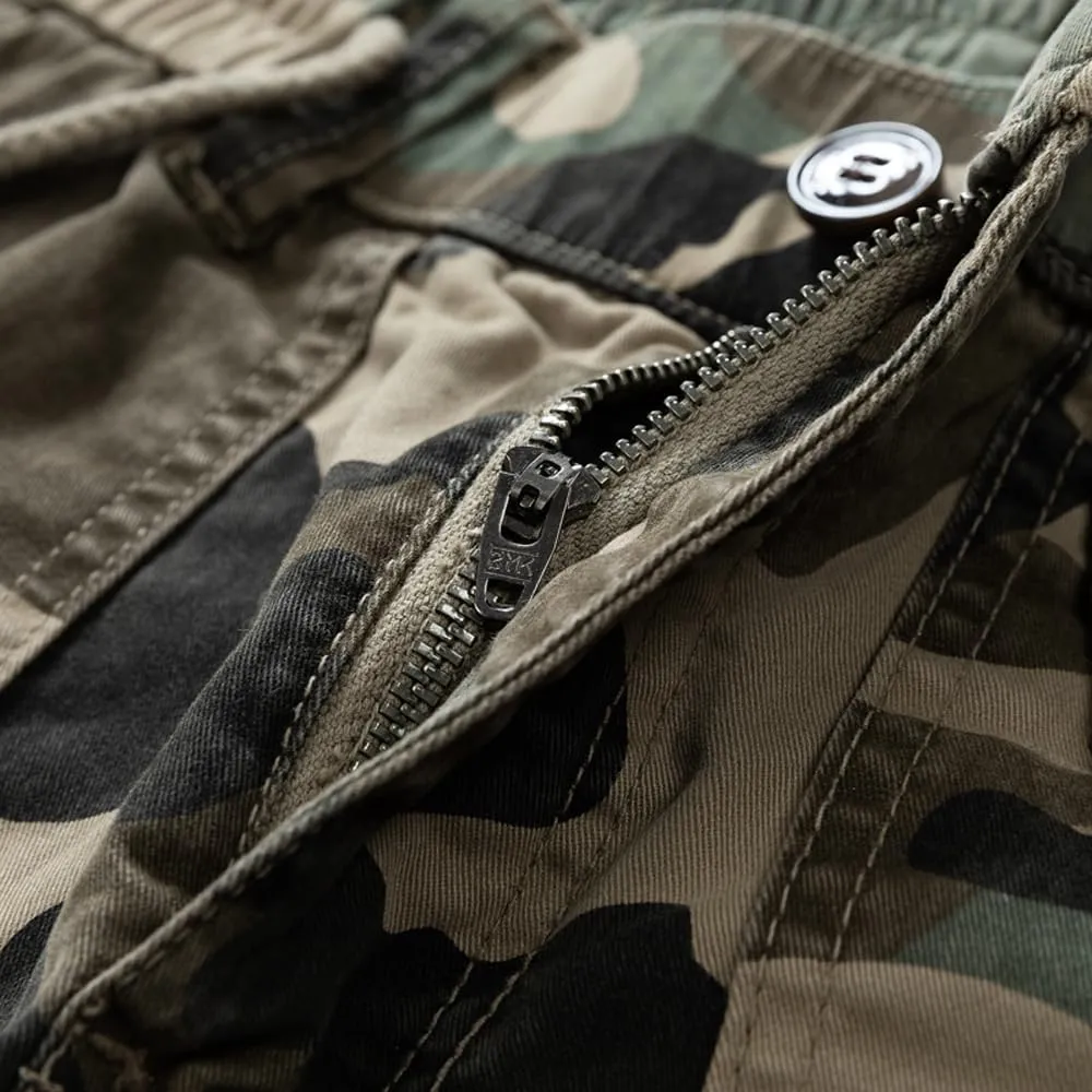 Men's Camouflage Tactical Cargo Pants Multi Pockets Relaxed Fit Cotton Work Pants