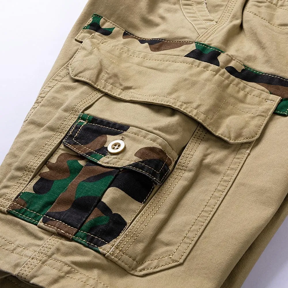 Men's Camouflage Tactical Cargo Shorts Cotton Multi Pockets Slim Fit Military Shorts