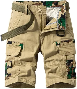 Men's Camouflage Tactical Cargo Shorts Cotton Multi Pockets Slim Fit Military Shorts