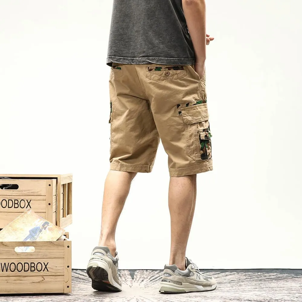 Men's Camouflage Tactical Cargo Shorts Cotton Multi Pockets Slim Fit Military Shorts
