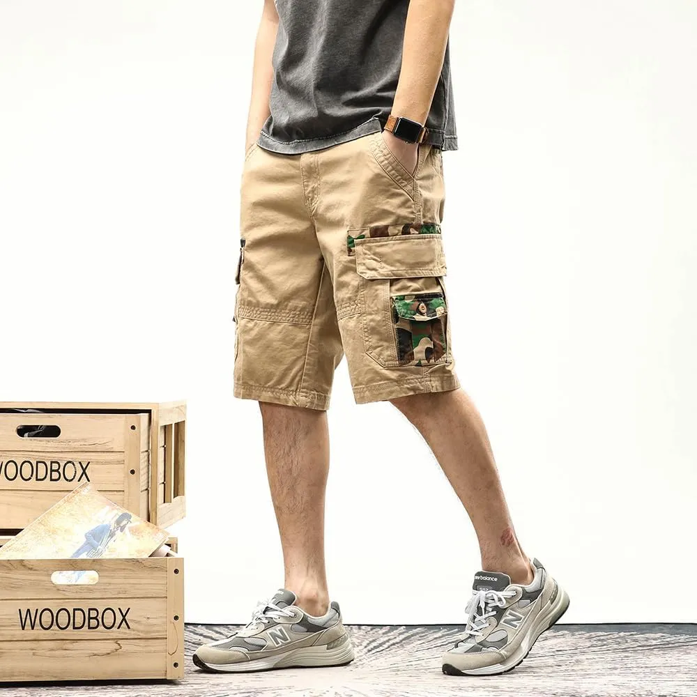 Men's Camouflage Tactical Cargo Shorts Cotton Multi Pockets Slim Fit Military Shorts