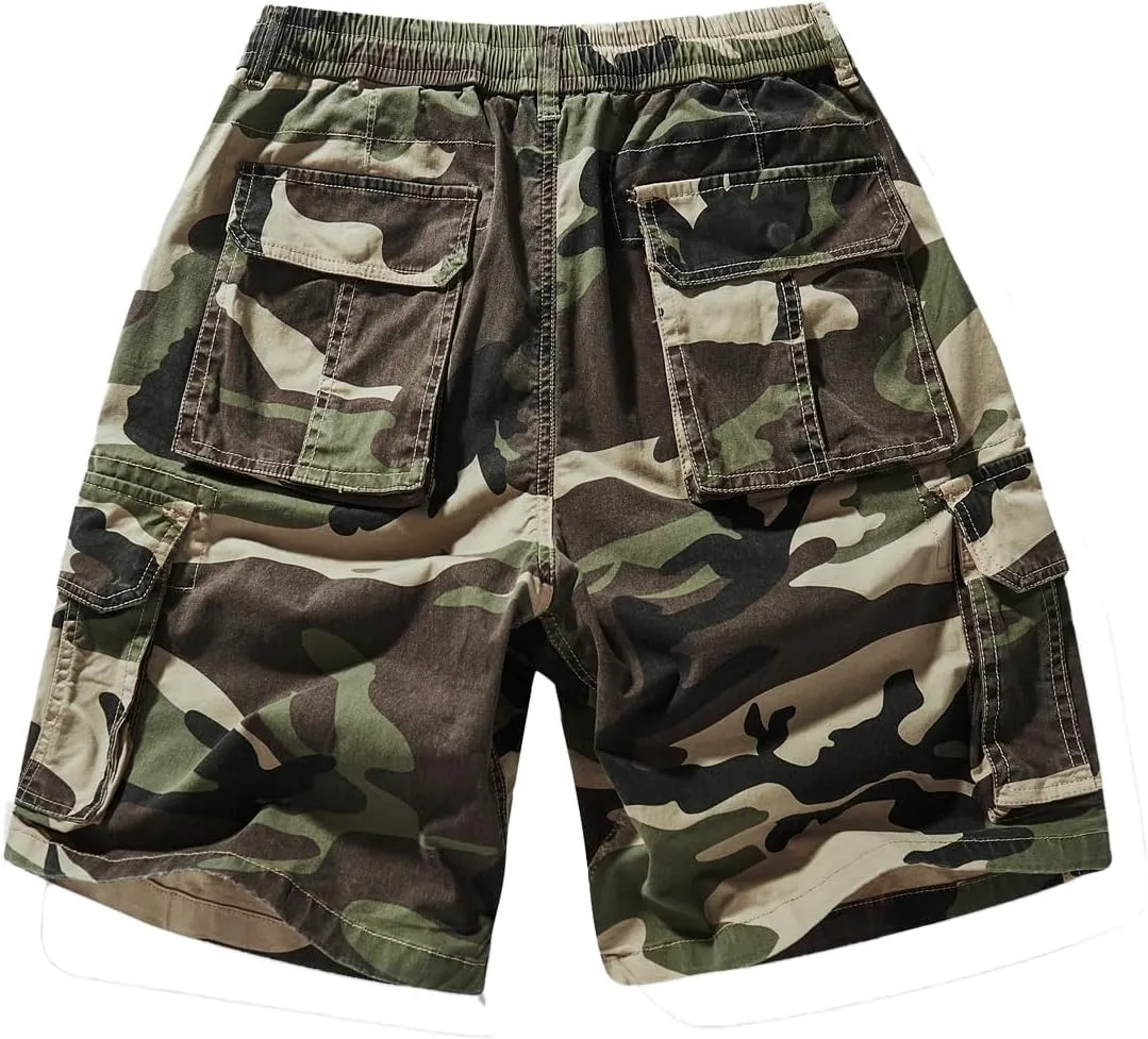 Men's Camouflage Tactical Cargo Shorts - Summer Slim-Fit Military Shorts with Multi-Pockets