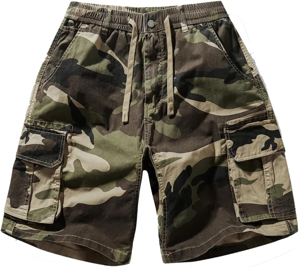Men's Camouflage Tactical Cargo Shorts - Summer Slim-Fit Military Shorts with Multi-Pockets
