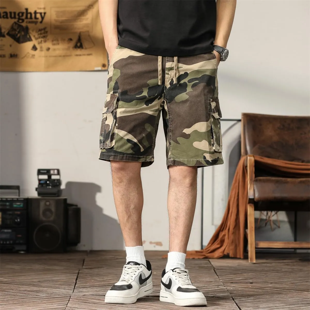 Men's Camouflage Tactical Cargo Shorts - Summer Slim-Fit Military Shorts with Multi-Pockets