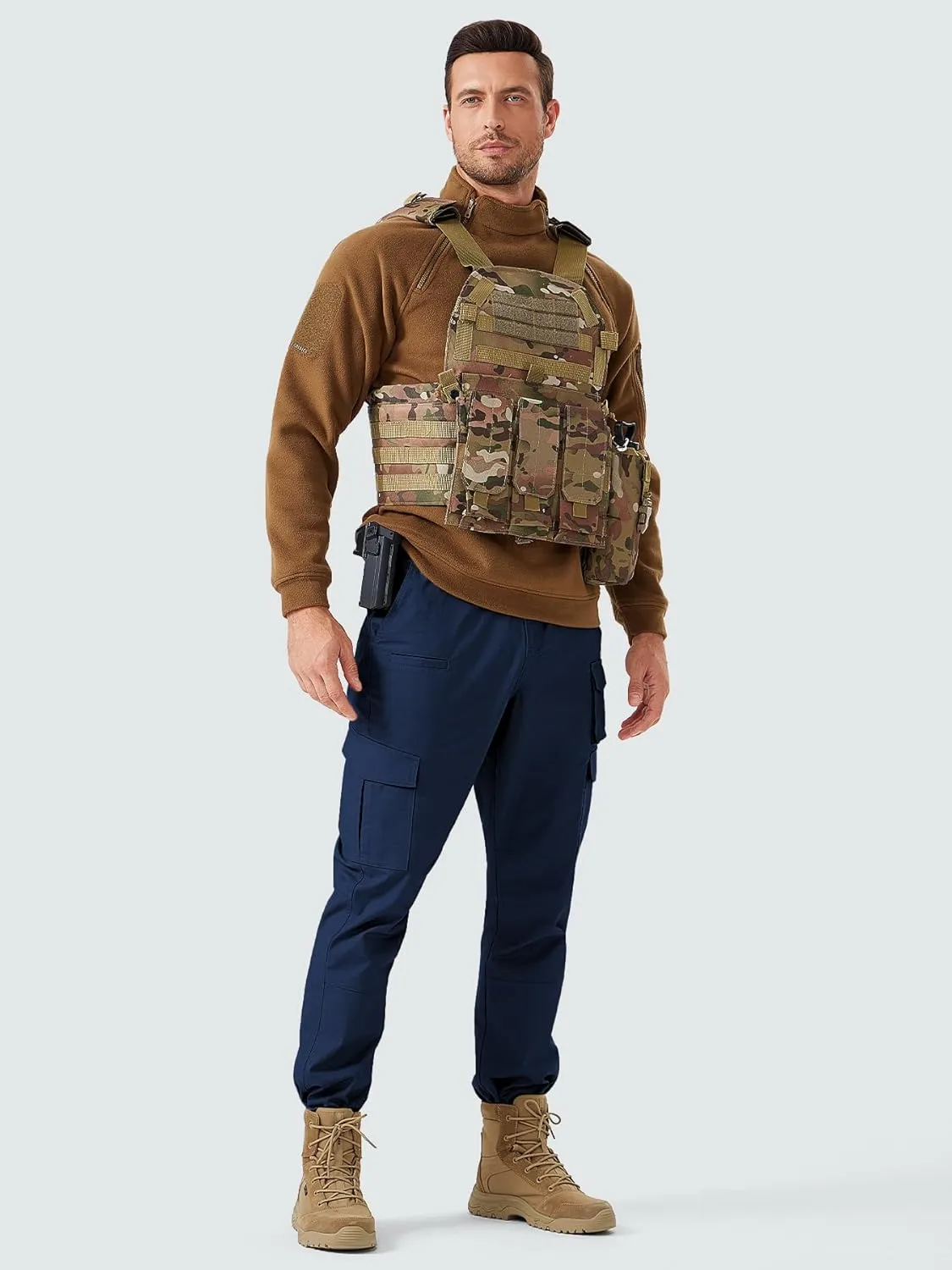 Men's Cargo Work Pants Water Resistant Tactical Pants 31.1" Lightweight Hiking Ripstop Pants Outdoor Apparel