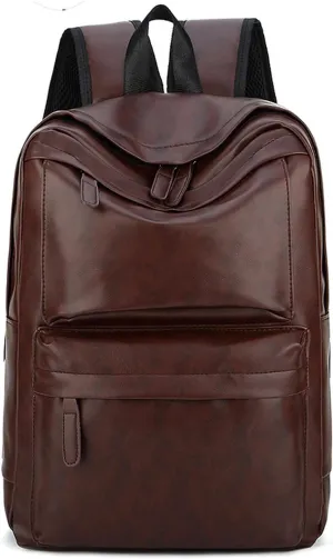 Mens Leather Backpack, Carry On Backpack Fits 16.1'' Laptop Bag Large Capacity Business Travel Hiking Waterproof (Brown)