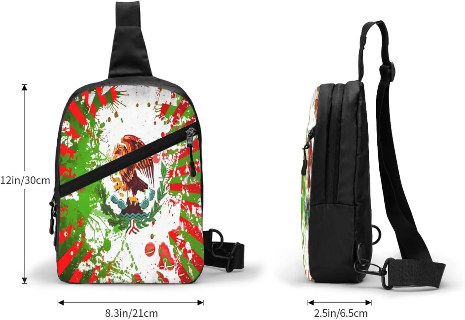 Mexican Flag Viva México Art Crossbody Bag Portable Sling Bags Foldable Chest Daypack Reusable Sports Shoulder Backpack Diagonally Casual Rucksack Travel Bag