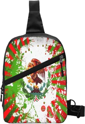 Mexican Flag Viva México Art Crossbody Bag Portable Sling Bags Foldable Chest Daypack Reusable Sports Shoulder Backpack Diagonally Casual Rucksack Travel Bag