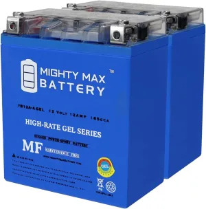 Mighty Max Battery 12V 12AH 165CCA GEL Replacement Battery Compatible with Autozone CB12A-A - 2 Pack
