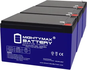 Mighty Max Battery 12V 12AH Gel F2 Replacement Battery Compatible with Hoveround Activa Wheelchair - 3 Pack