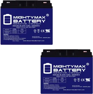 Mighty Max Battery 12V 22AH Gel Replacement Battery for Power King PK-12220-2 Pack