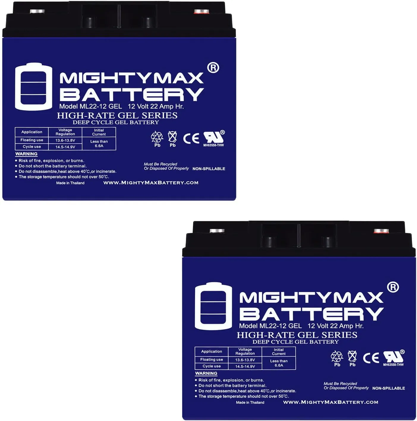 Mighty Max Battery 12V 22AH Gel Replacement Battery for Power King PK-12220-2 Pack