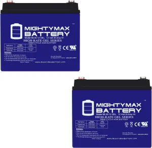 Mighty Max Battery 12V 35AH GEL Battery for Clubrunner Dynamis PowaKaddy - 2 Pack