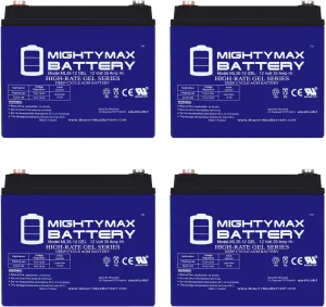 Mighty Max Battery 12V 35AH GEL Battery for Clubrunner Dynamis PowaKaddy - 4 Pack