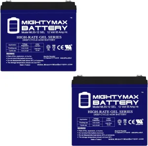 Mighty Max Battery 12V 55AH GEL Battery for Golden Technology,Alante,MK,8G22NF - 2 Pack