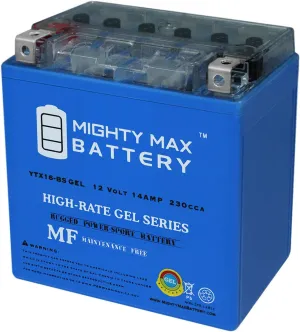Mighty Max Battery YTX16-BS GEL Battery Replaces Kawasaki Piaggio Gilera Motorcycle