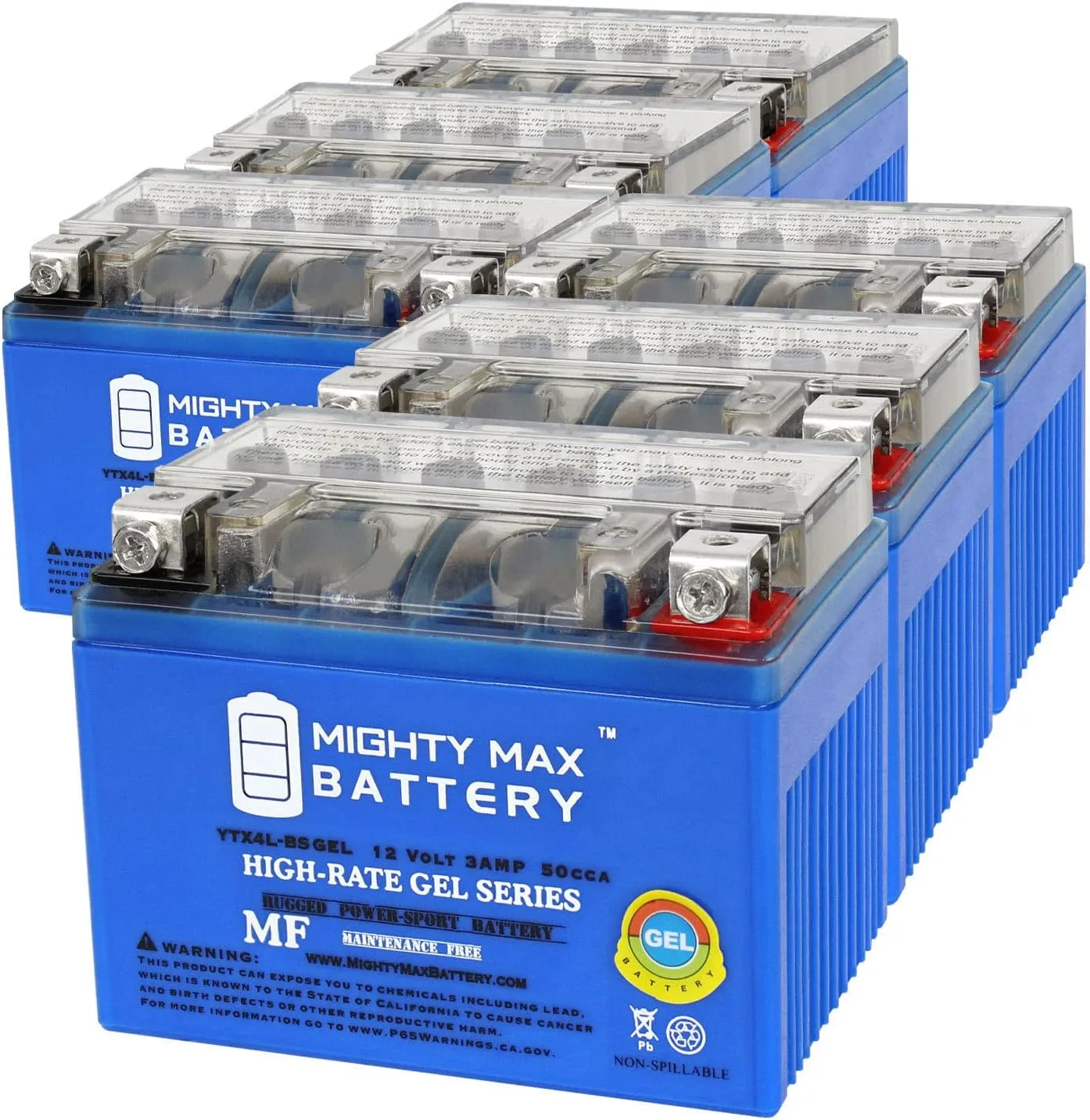 Mighty Max Battery YTX4L-BSGEL 12V 3AH GEL Replacement Battery compatible with Antigravity YTX4L-BS - 6 Pack