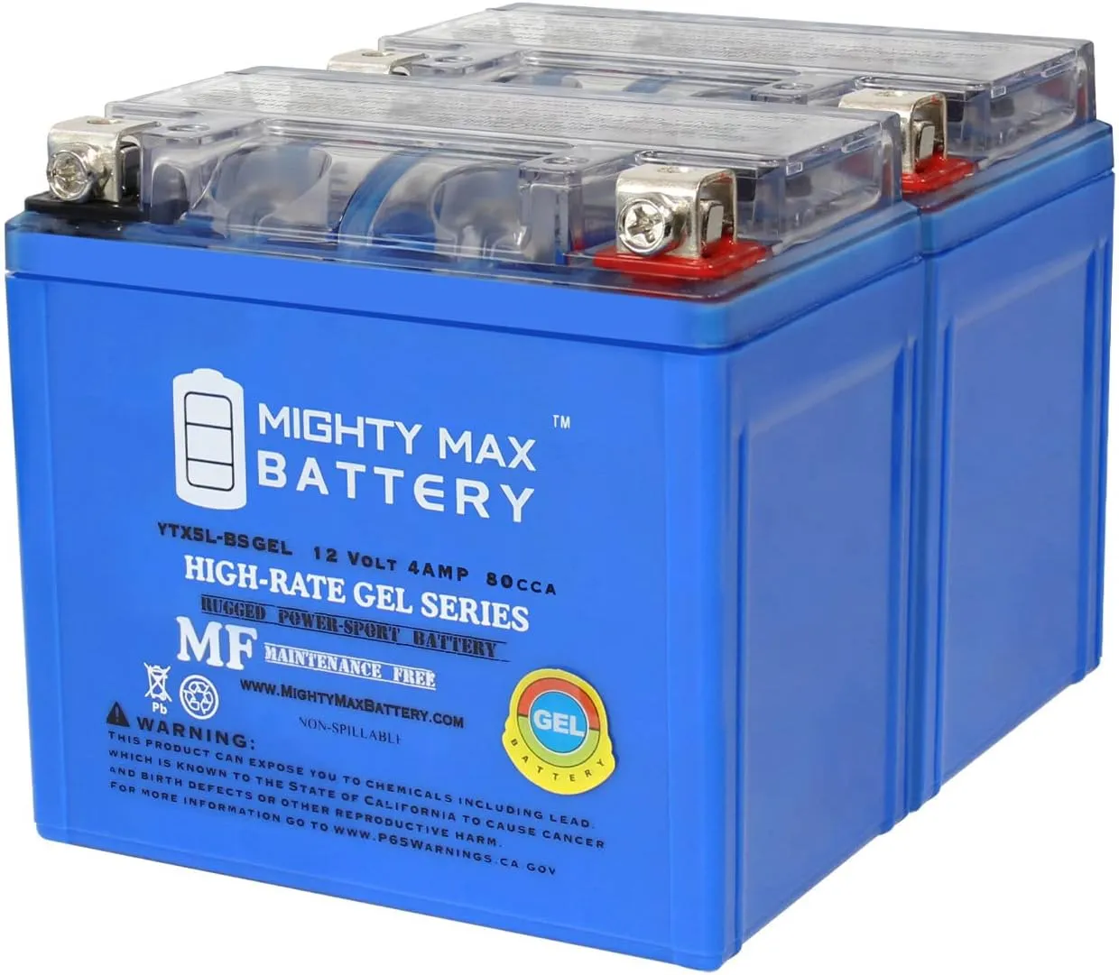 Mighty Max Battery YTX5L-BSGEL 12V 4AH Replacement Battery compatible with Cagiva Wre 125 2000-2 Pack