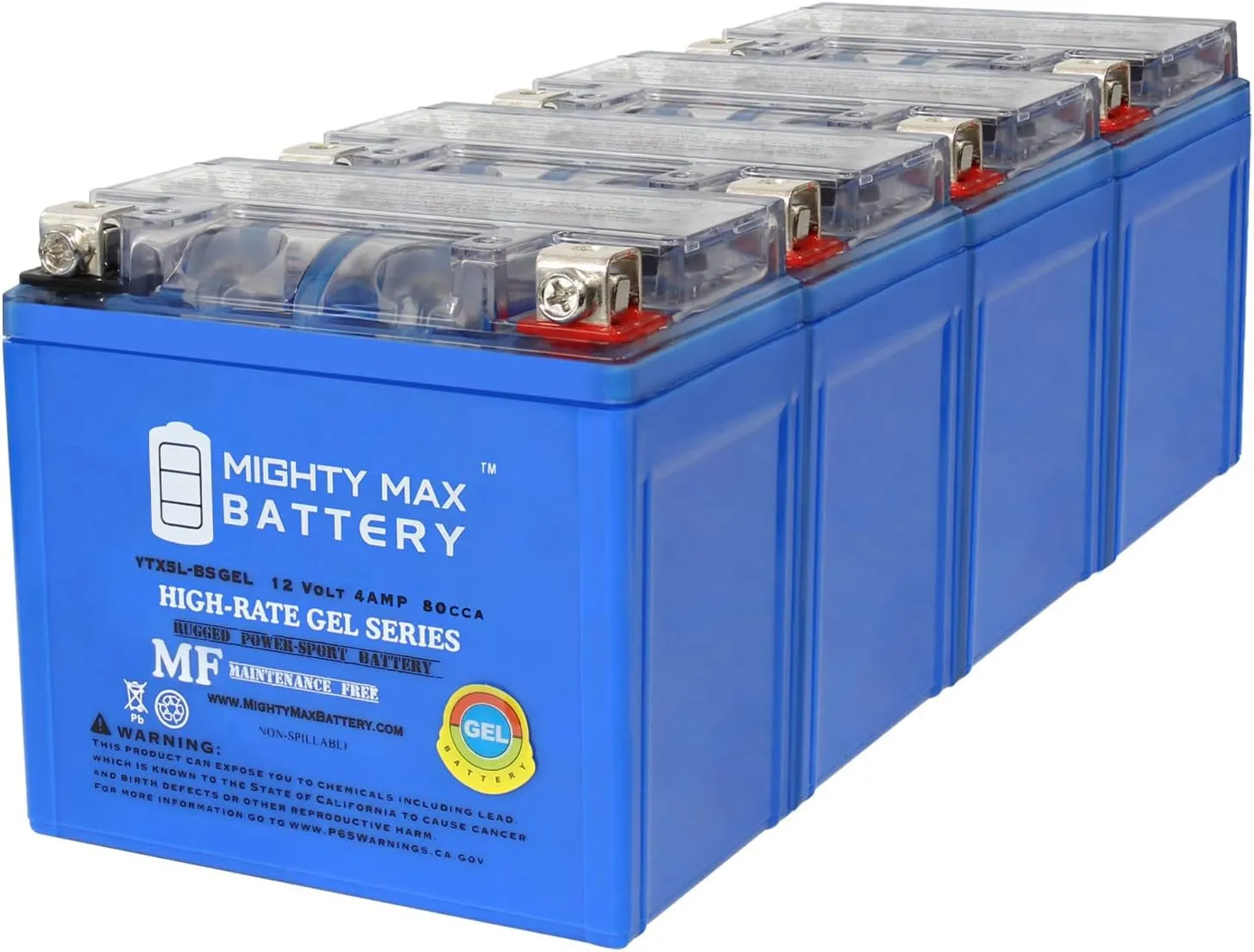 Mighty Max Battery YTX5L-BSGEL 12V 4AH Replacement Battery compatible with CPI Hussar 50 00-02 - 4 Pack