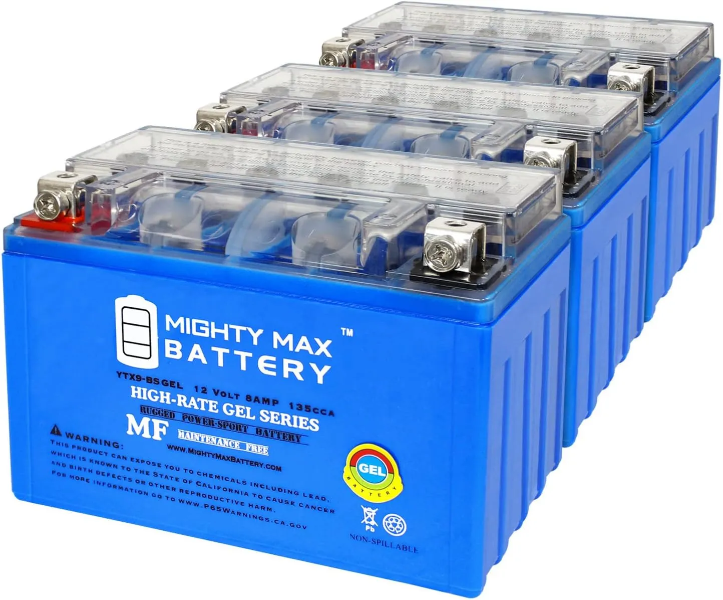 Mighty Max Battery YTX9-BSGEL 12V 8AH GEL Replacement Battery compatible with Malaguti Clapperboard 125 04-05 - 3 Pack