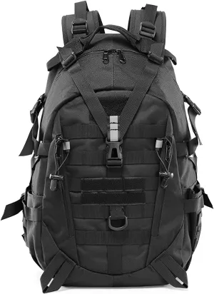 Military Tactical Backpack for Men - Large Capacity, Night Reflective Strip, Ideal for Camping and Work (black)