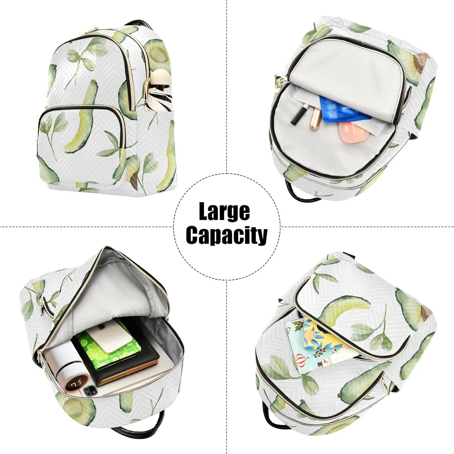 Mini Backpack Quilted Purse for Womens Small Backpack Daypack Avocado Print for Travel Daily Outing,Multi12