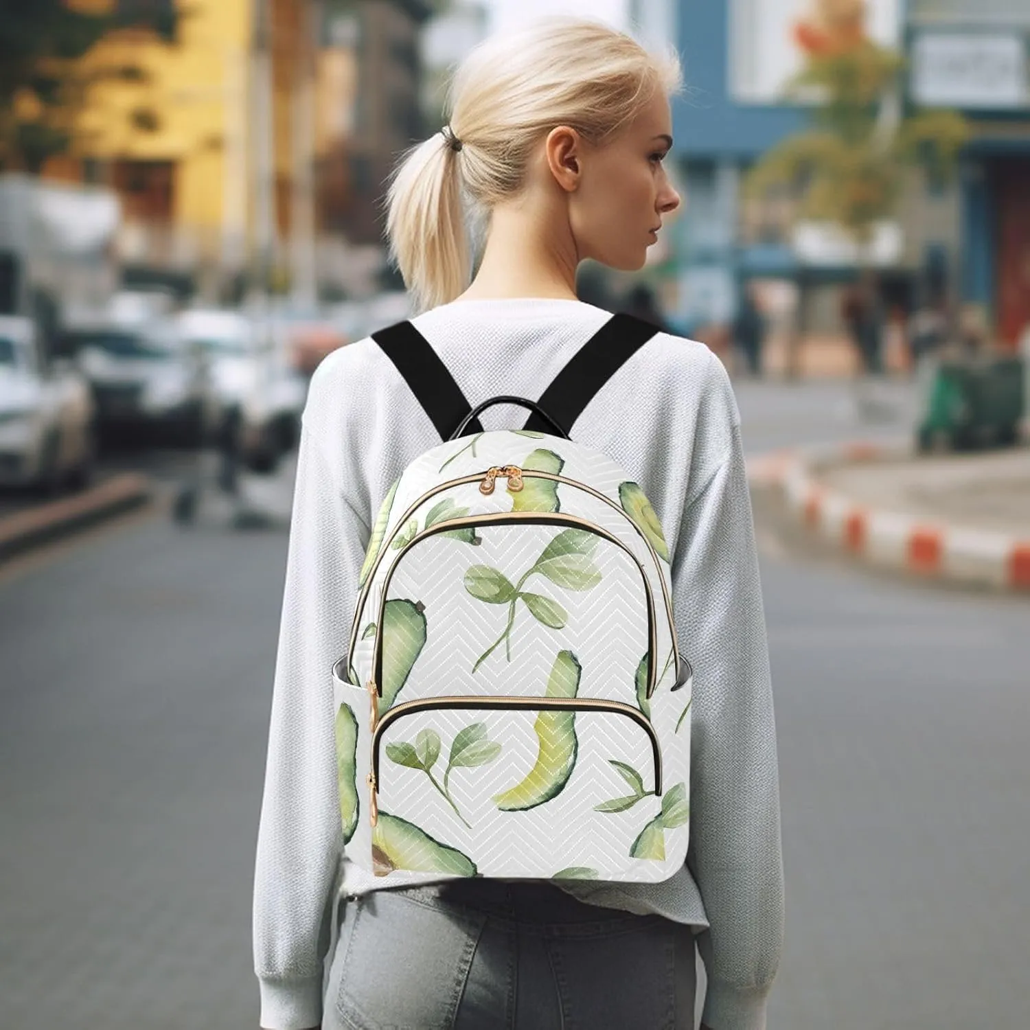 Mini Backpack Quilted Purse for Womens Small Backpack Daypack Avocado Print for Travel Daily Outing,Multi12