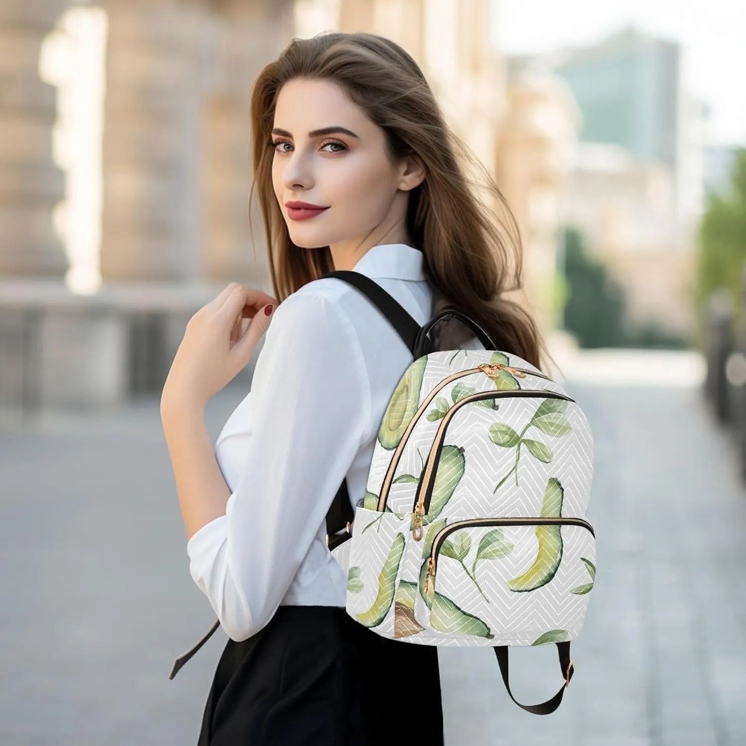 Mini Backpack Quilted Purse for Womens Small Backpack Daypack Avocado Print for Travel Daily Outing,Multi12