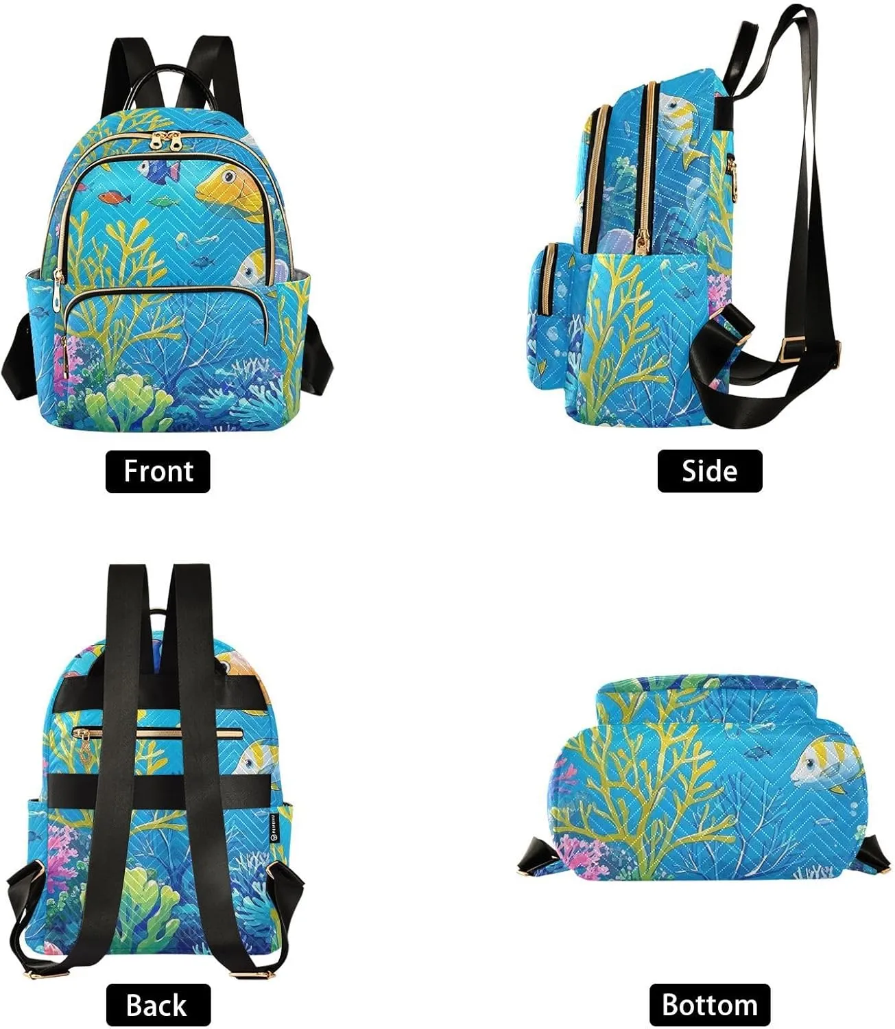 Mini Backpack Quilted Purse for Womens Small Backpack Daypack Coral Pattern for Travel Daily Work,Multi9
