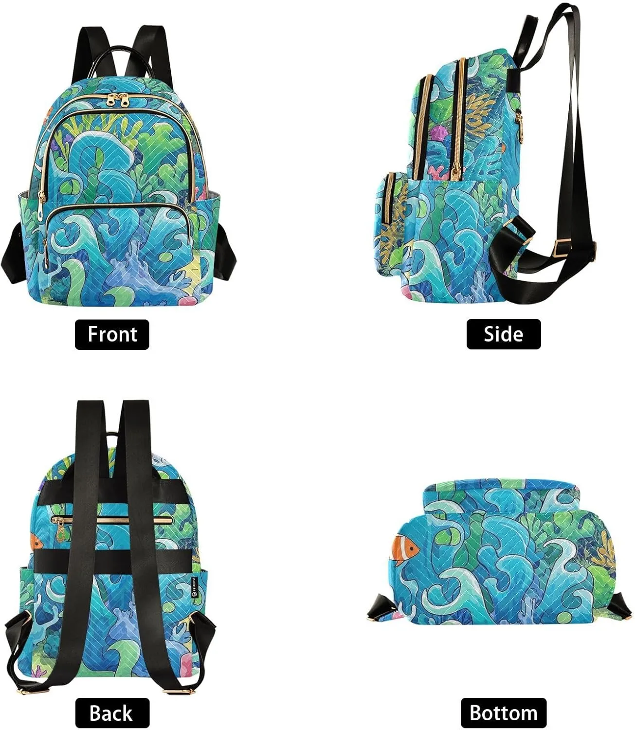 Mini Backpack Quilted Purse for Womens Small Backpack Daypack Coral Print for Travel Daily Work,Multi11