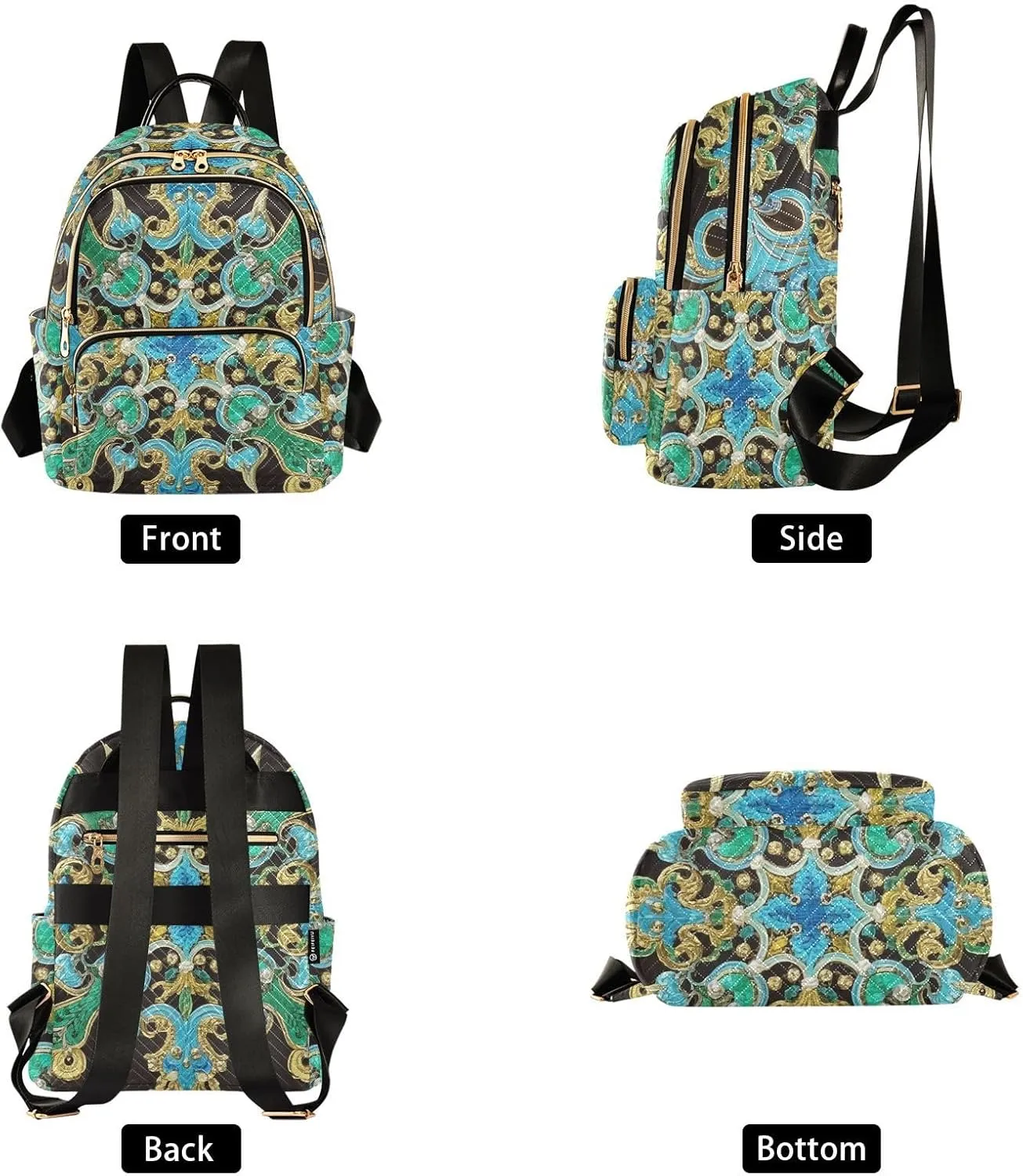 Mini Backpack Quilted Purse for Womens Small Backpack Daypack Embroider Design for Travel Daily Work,Multi1