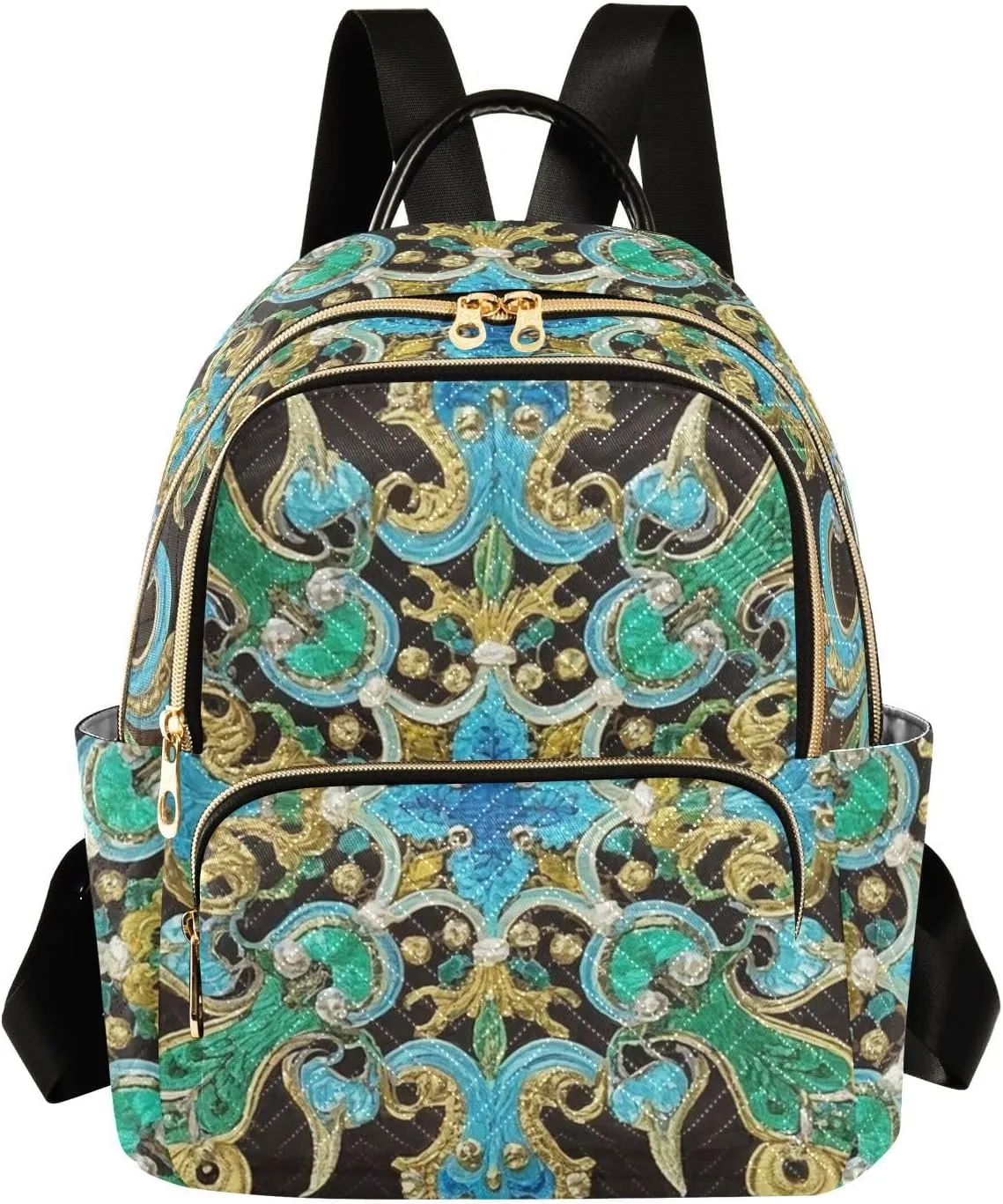 Mini Backpack Quilted Purse for Womens Small Backpack Daypack Embroider Design for Travel Daily Work,Multi1