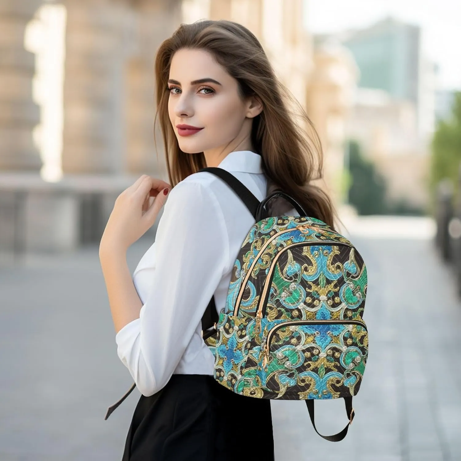 Mini Backpack Quilted Purse for Womens Small Backpack Daypack Embroider Design for Travel Daily Work,Multi1