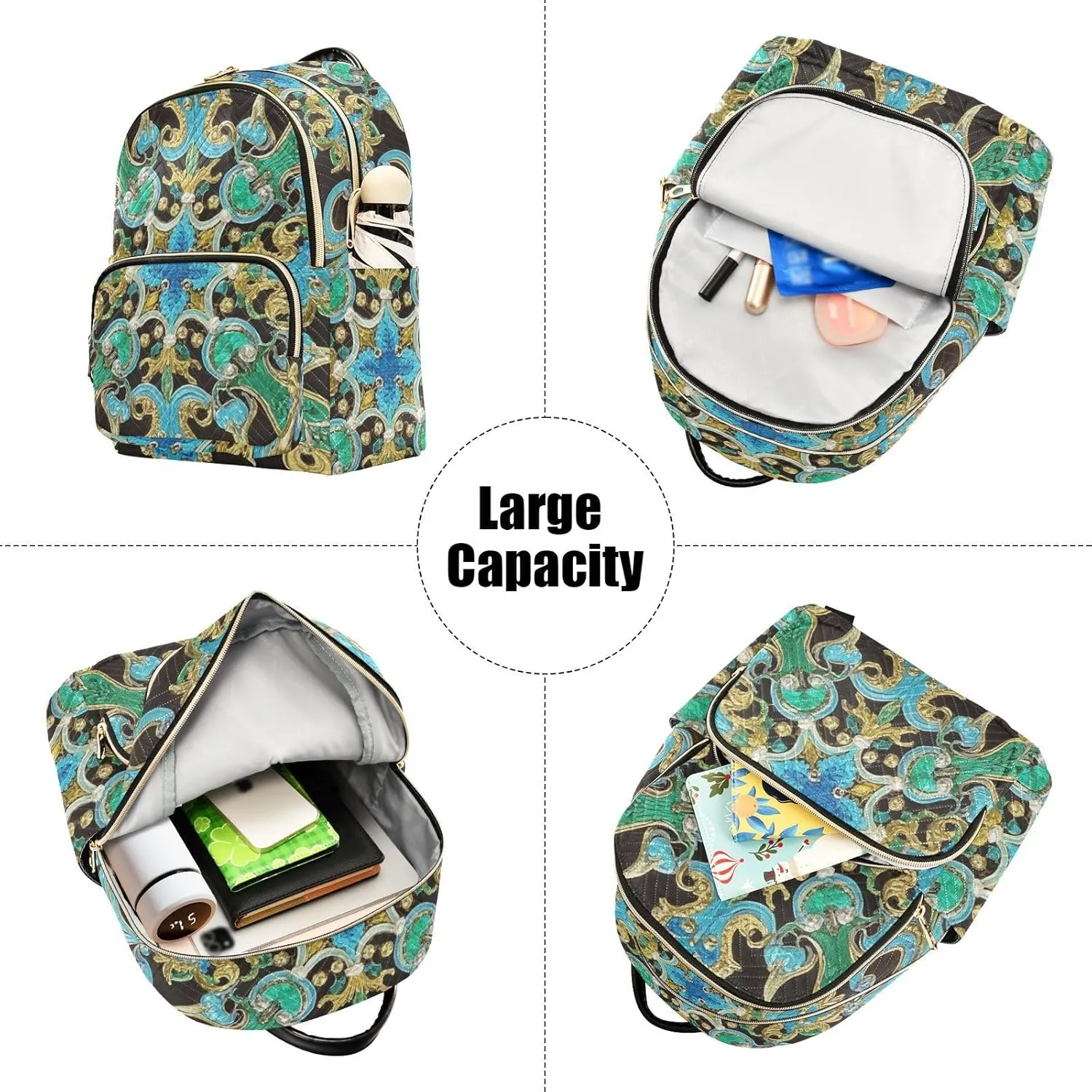 Mini Backpack Quilted Purse for Womens Small Backpack Daypack Embroider Design for Travel Daily Work,Multi1