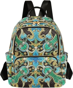 Mini Backpack Quilted Purse for Womens Small Backpack Daypack Embroider Design for Travel Daily Work,Multi1