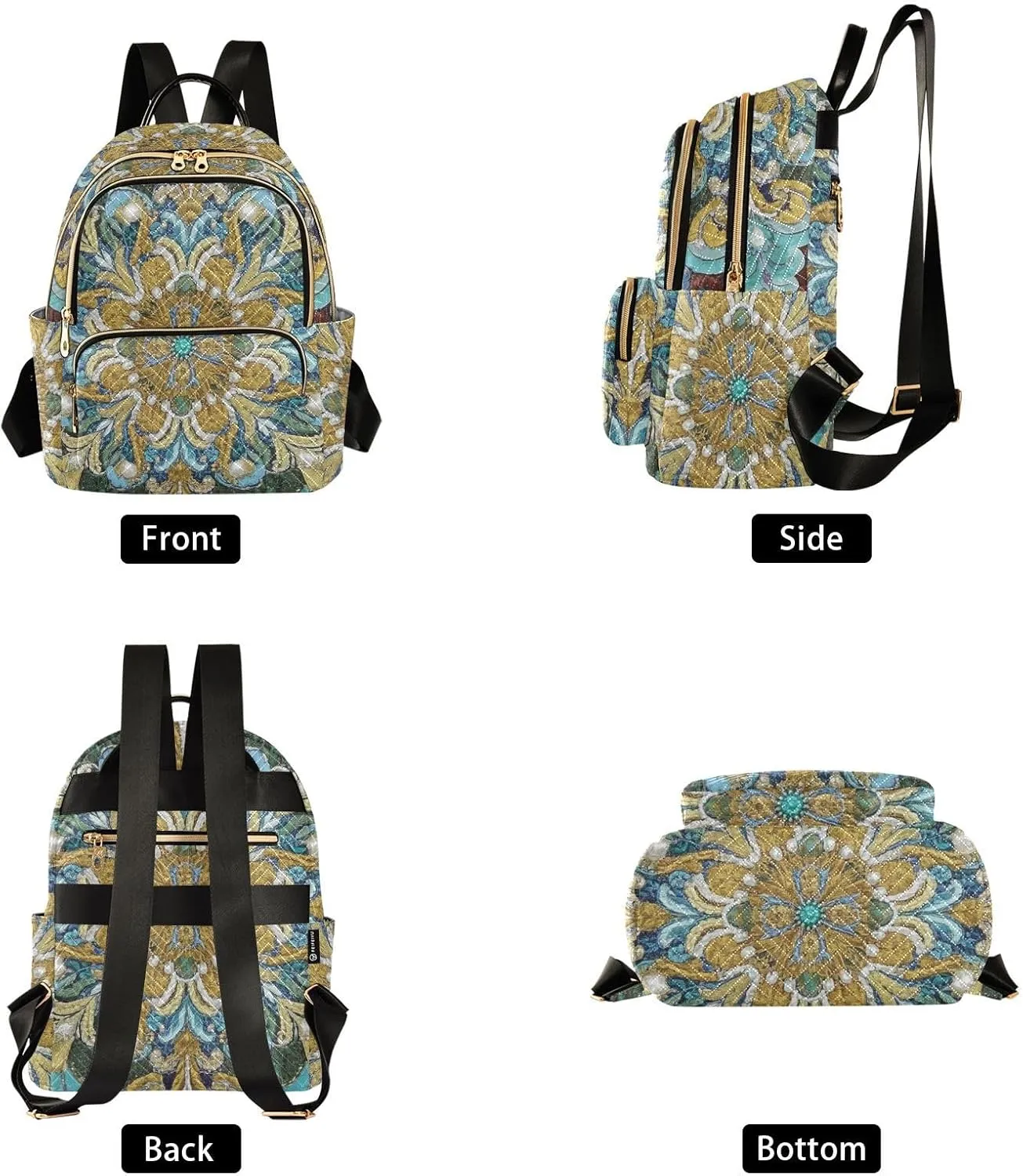 Mini Backpack Quilted Purse for Womens Small Backpack Daypack Embroider Pattern for Travel Daily Camping,Multi10
